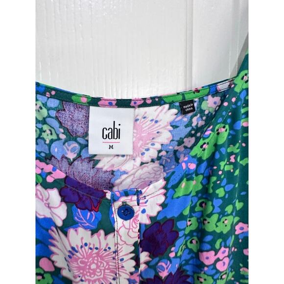 CAbi #5126 Women's Green Pink Isla Cami Flattering & Flirty Blouse Top Size M - Picture 4 of 6